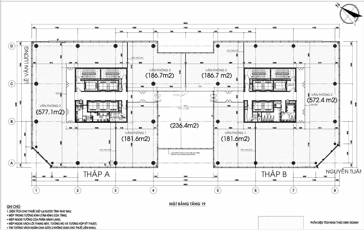 Văn phòng cho thuê hạng A tòa nhà Hud Tower 37 Lê Văn Lương