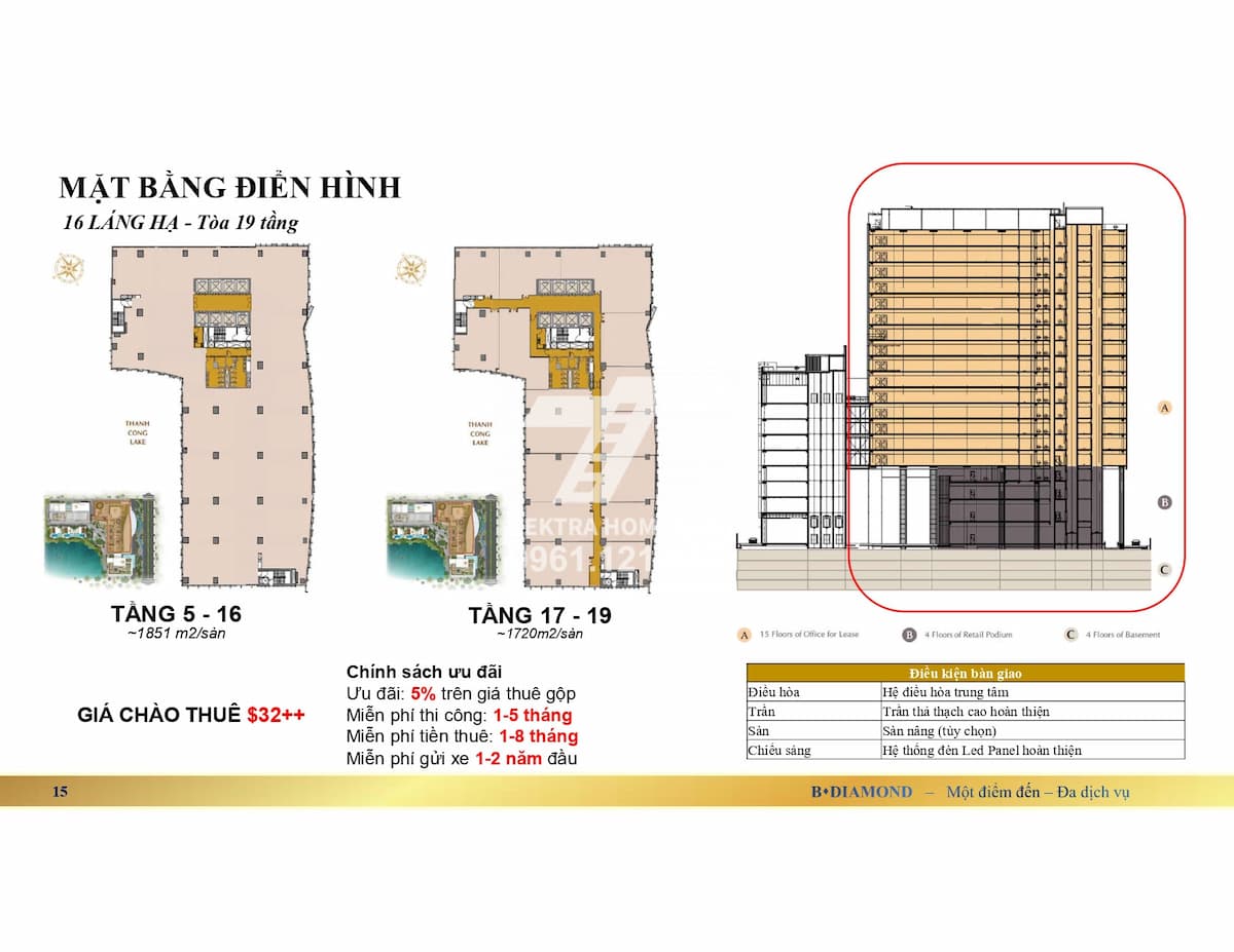 Văn phòng cho thuê tại tòa BRG Diamond Park Plaza 16 Láng Hạ, Đống Đa