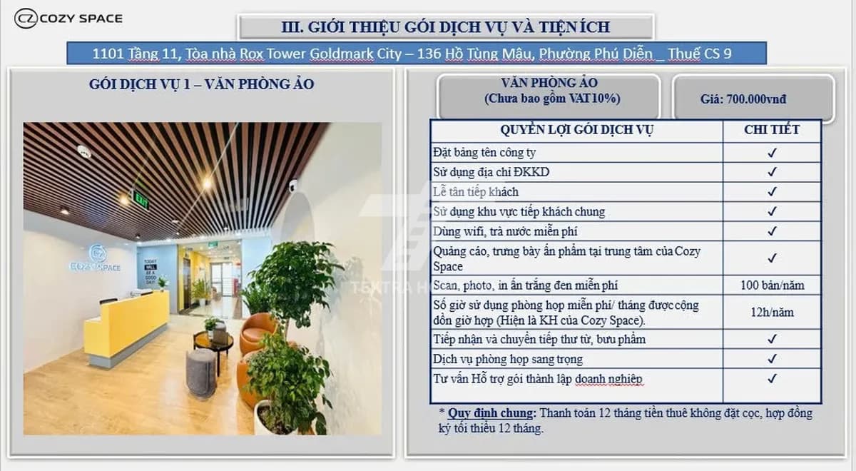 Cho thuê văn phòng trọn gói | Rox Tower | 136 Hồ Tùng Mậu