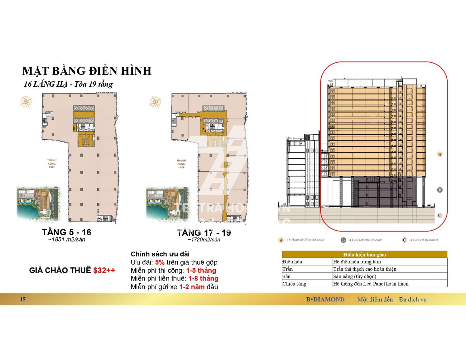 Thiết kế tòa 19 tầng BRG Diamond Park Plaza 16 Láng Hạ