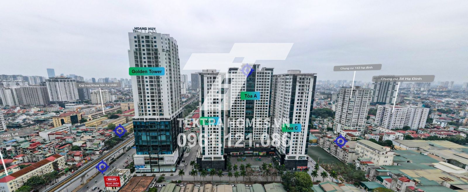 Vị trí tòa Hoàng Huy - Golden Tower 275 Nguyễn Trãi