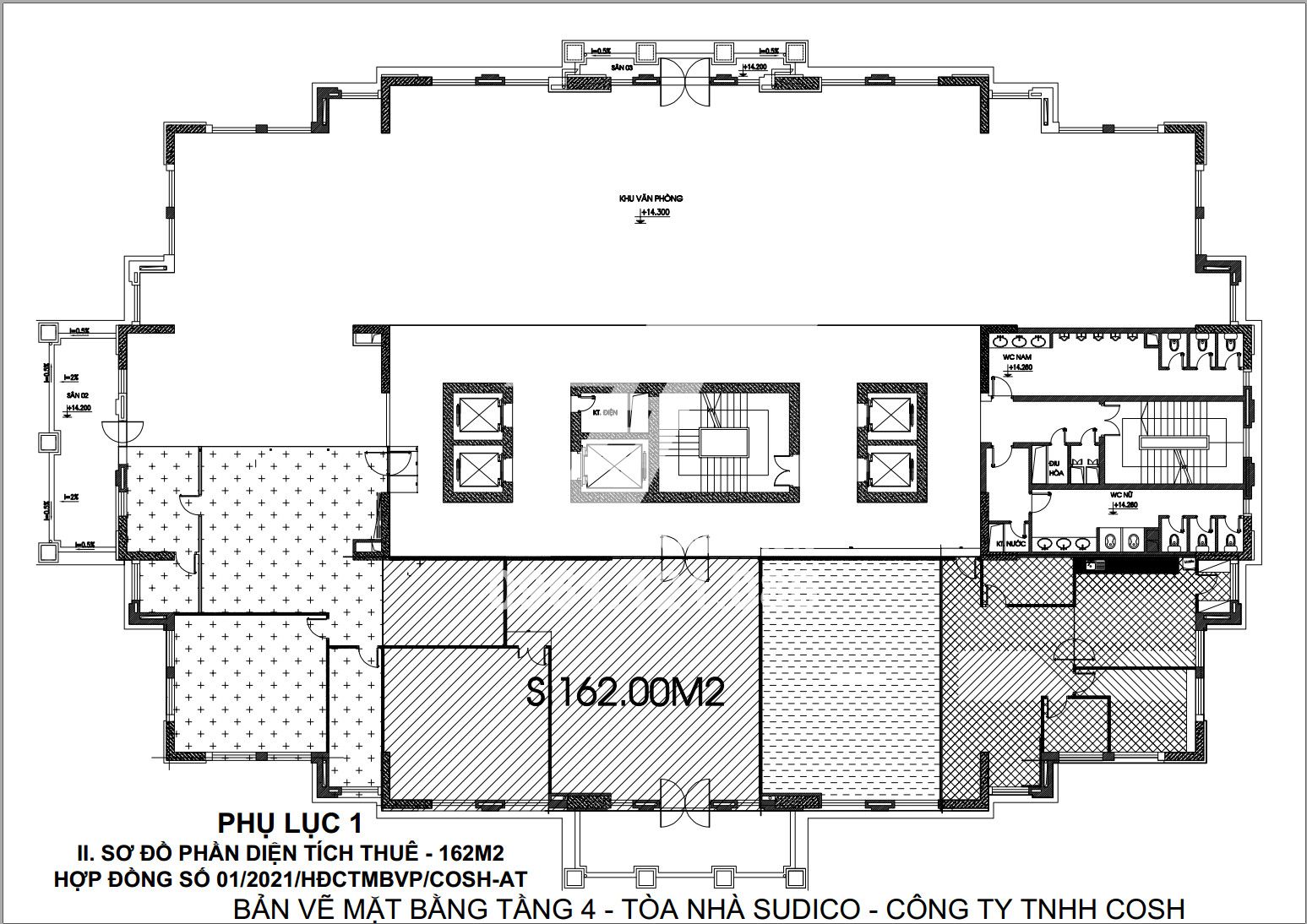 Thiết kế sàn văn phòng tòa Sudico Tower HH3 Mễ Trì