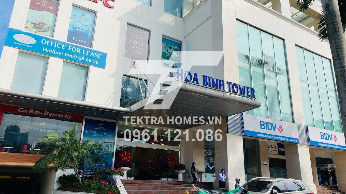 Mặt trước Tòa nhà Hòa Bình International Towers Hoàng Quốc Việt