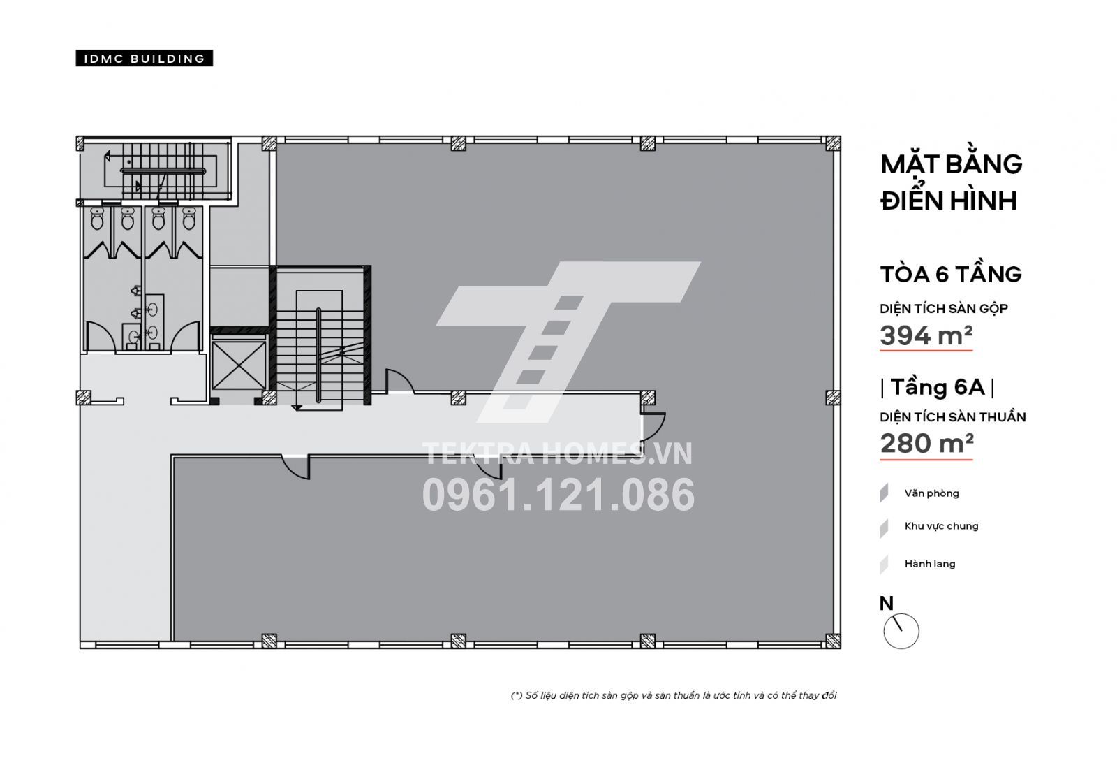 Mặt bằng tòa 6 tầng tòa IDMC Láng hạ