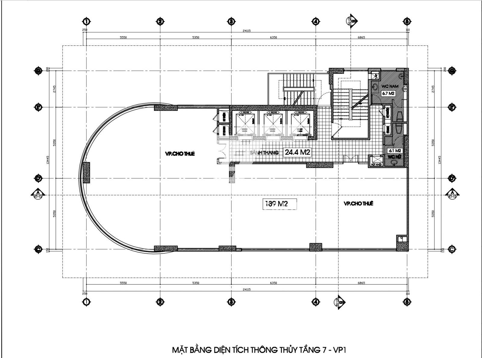 Mặt bằng thiết kế tầng điển hình văn phòng cho thuê tòa Sunsquare