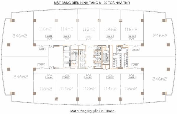 Thiết kế văn phòng cho thuê tại tòa nhà TNR Tower vuông vắn